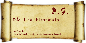 Málics Florencia névjegykártya